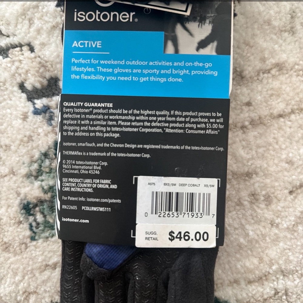 Isotoner Women’s Sherpa Fur Lined Active Smartouch Gloves Blue Size XS S - Picture 3 of 5